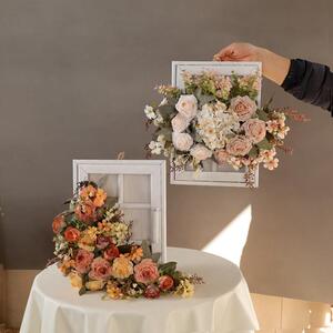 莱雅花艺仿真花绢花装饰花壁挂玫瑰套装成品复古创意壁挂花艺桌摆