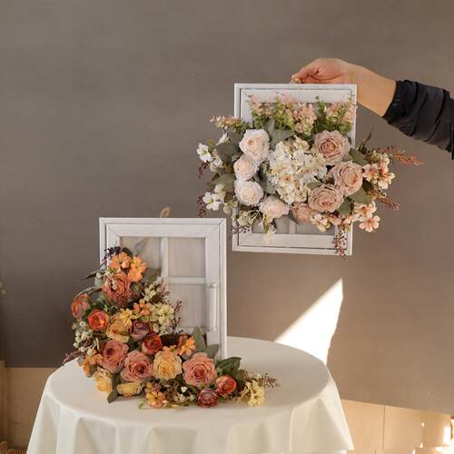 莱雅花艺仿真花绢花装饰花壁挂玫瑰套装成品复古创意壁挂花艺桌摆