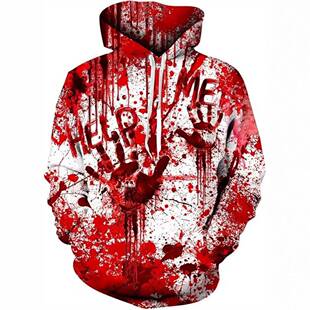 Hoodie Casual Mens Printed Graphic Help Blood Splatter