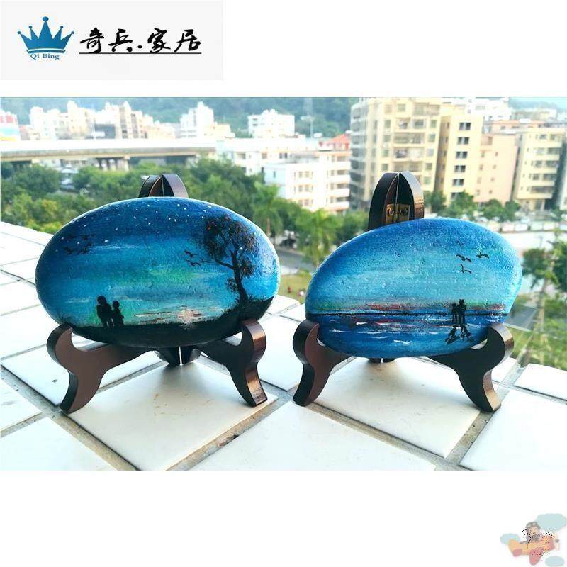 石头画支架盘子托架实木展示架摆件小底座鹅卵石普洱茶架子茶饼架
