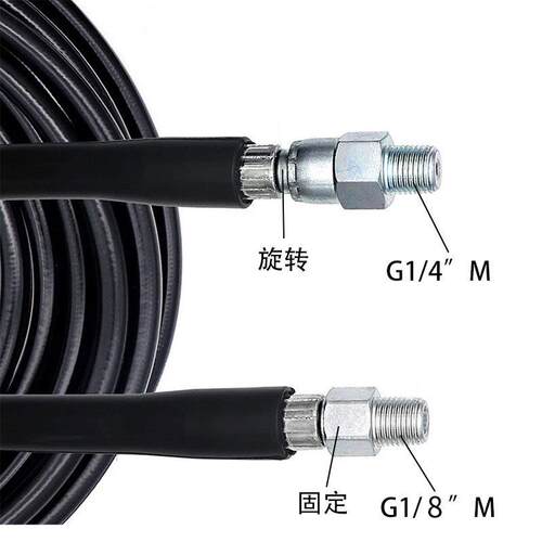 高压清洗机下水道通污水管疏通管配不锈钢老鼠喷头疏通橡胶管套件