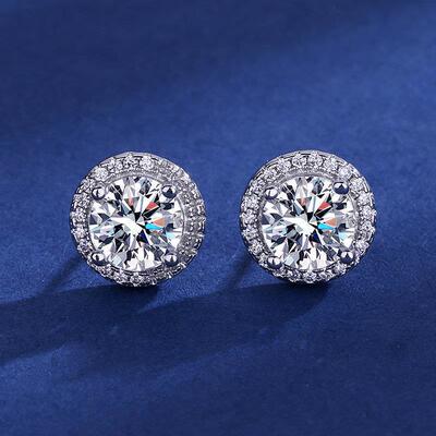 031ct Round Cut Brilliant Stud Earrings Copper Plated White