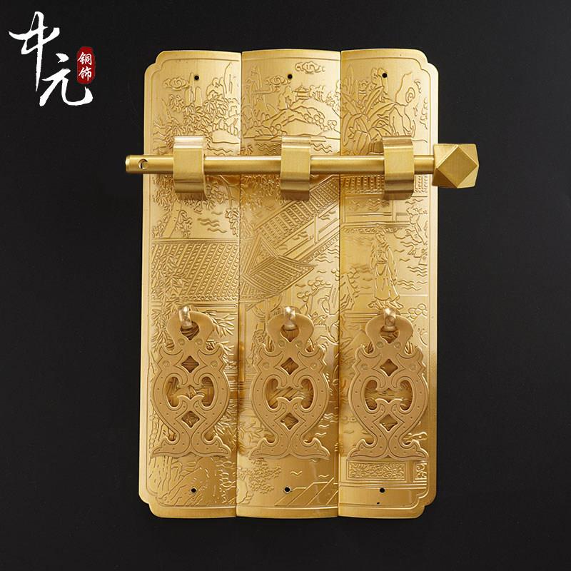 中式彷古纯铜直条拉手顶箱柜衣柜书柜门把手古典红木家俱铜配件