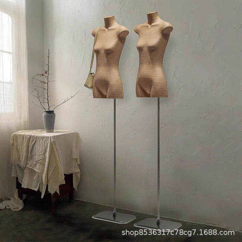 服装店模特道具半身韩版橱窗假人扁身平复古牛皮纸模特展示架