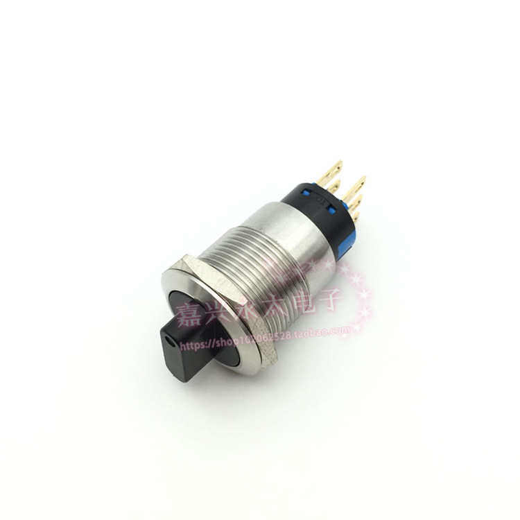 19mm金属旋钮开关 6脚3档 不锈钢防水开关 三位选择转换开关 银点