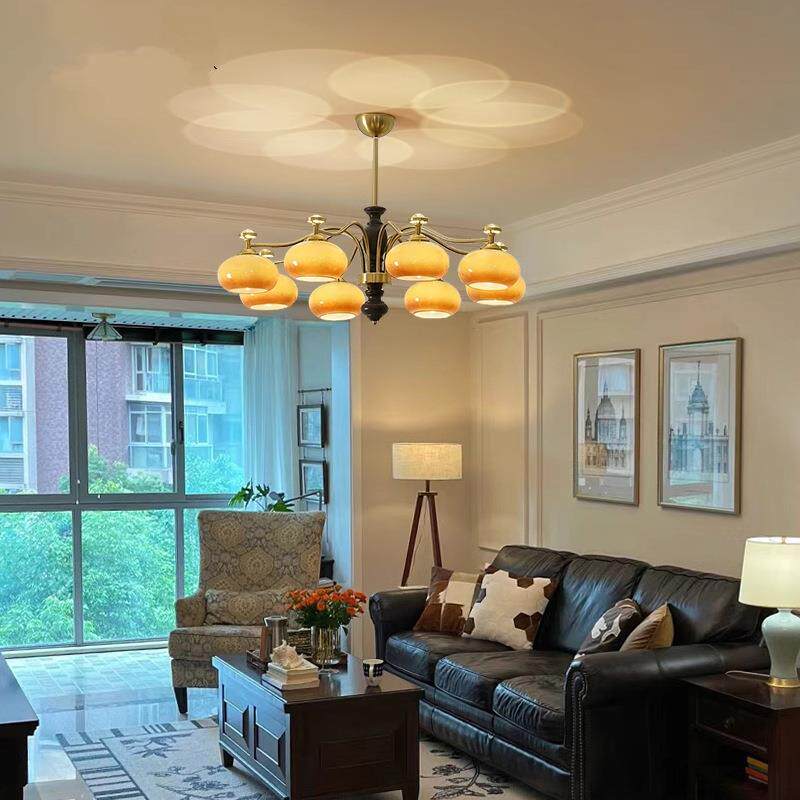 客厅灯吊灯大厅主灯现代简约中古餐厅卧室轻法式创意柿子中山灯具
