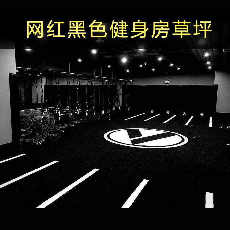 黑色健身房人造草坪假草坪健身房专用草坪地毯网红草坪跑道白线条