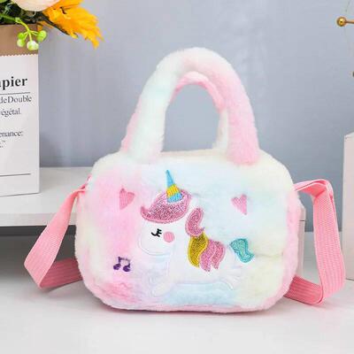 Kids Embroidery Unicorn Plush Toy Crossbody Purses Handbags