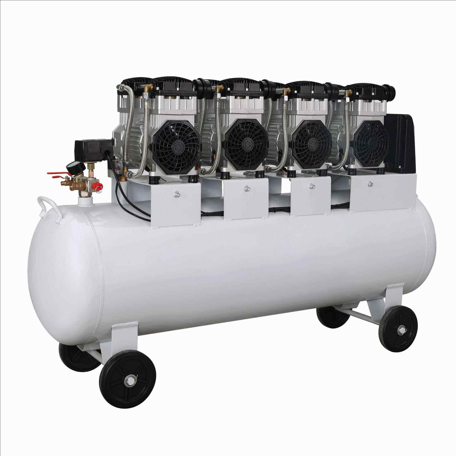 欧堡静音空压机200L4头无油机1500W*4