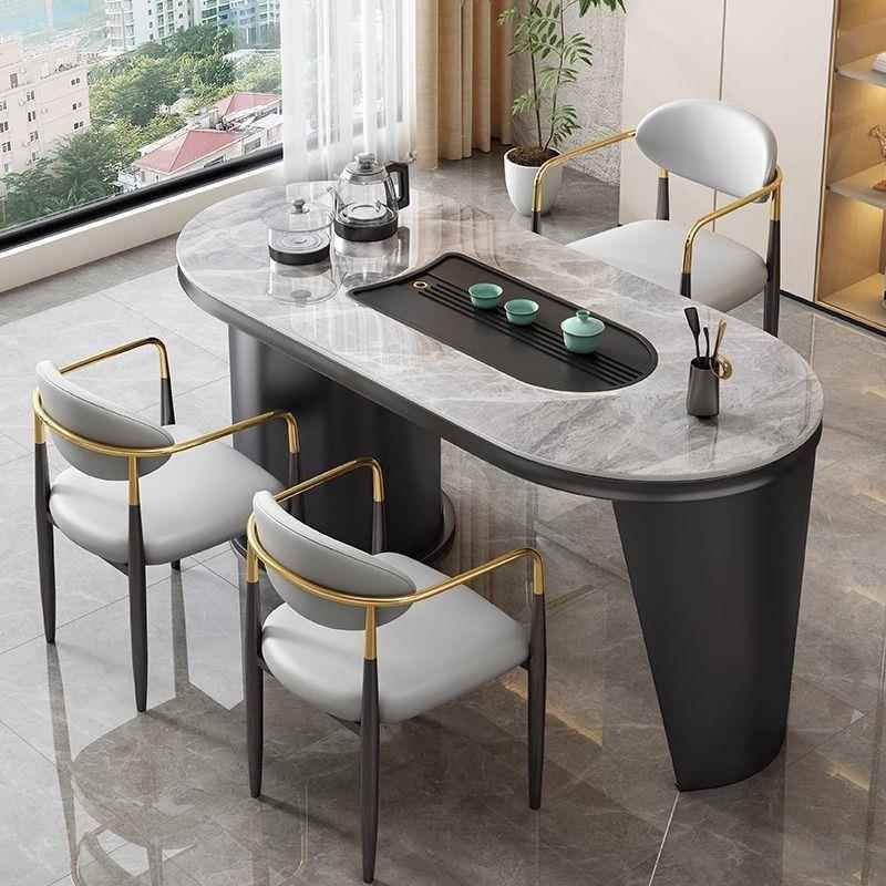 轻奢岩板伸缩茶桌家用阳台可移动茶车现代简约小户型泡茶一体茶台