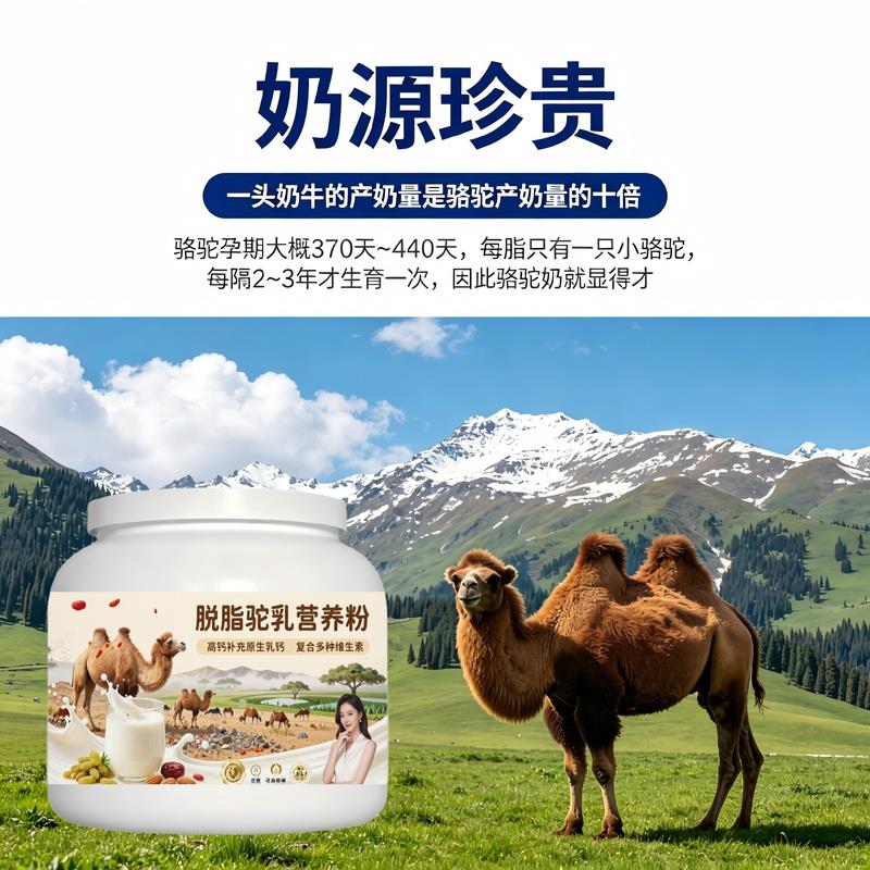 日常饮食人群脱脂驼乳粉日常冲饮高钙粉质细腻驼奶冲调粉沙漠有机