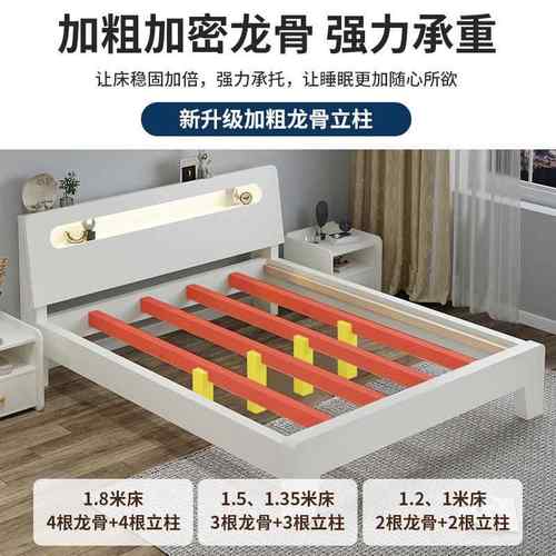 实木QKM1.5米现简约租房简易床1.8卧室双1人经济床型床架.2代m单