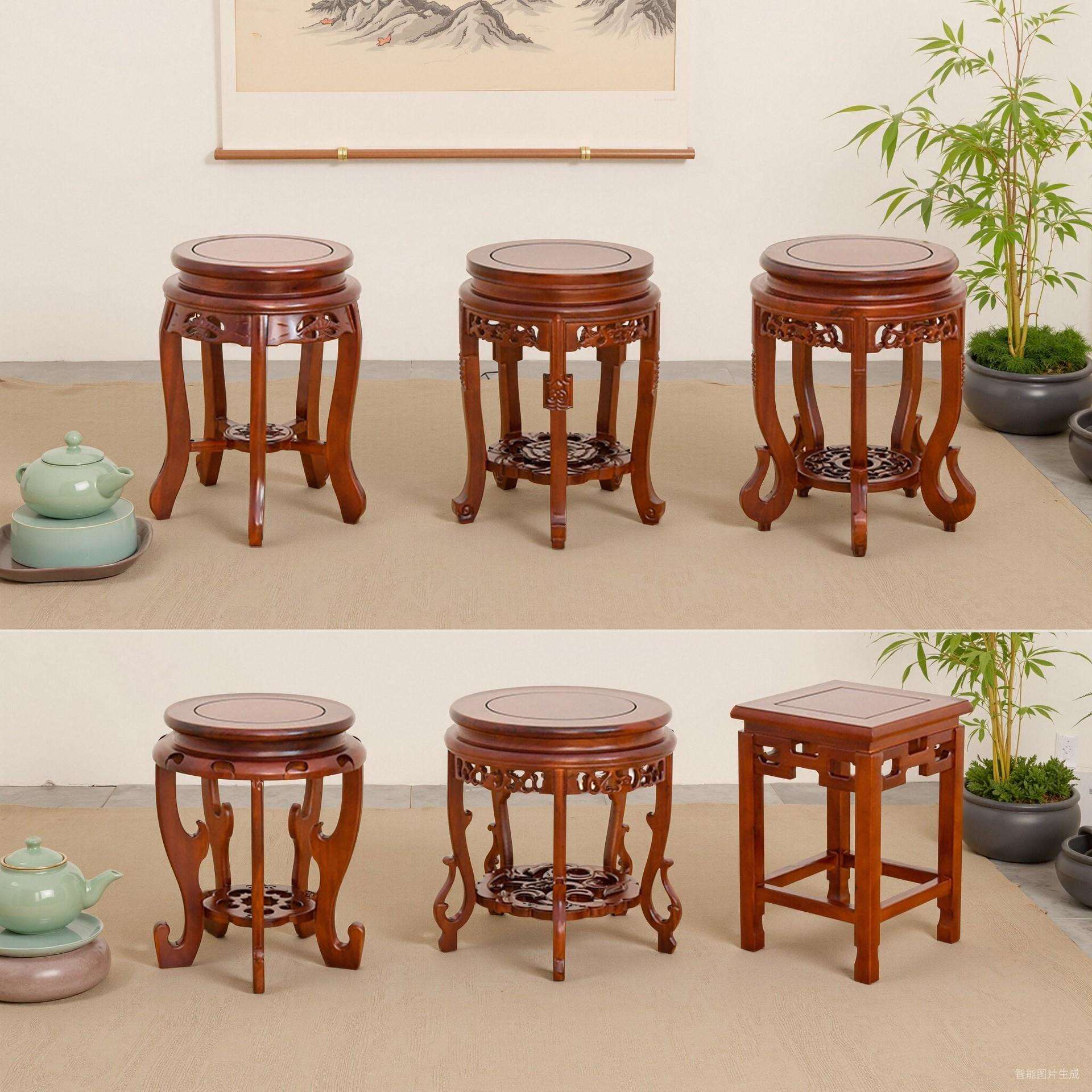 鼓凳实木古筝凳圆凳子中式家用餐桌凳矮凳方凳古典锦瑟跳舞凳子