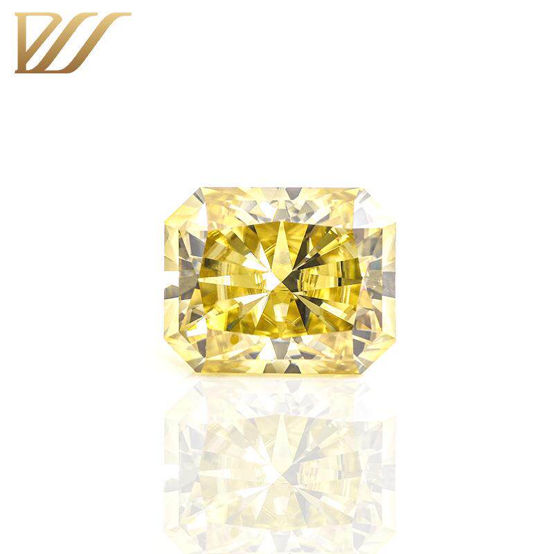 普罗旺热销现货电镀黄色雷迪恩切莫桑石1.2-4克拉裸石戒面镶嵌