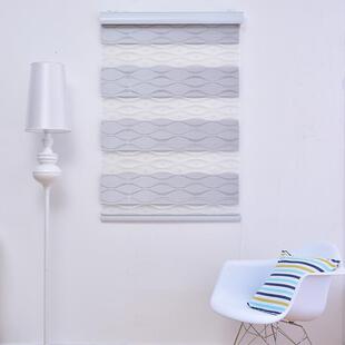 水光波纹遮厚柔纱帘双交叉加窗帘书房卷帘537卫层生间遮挡帘透气