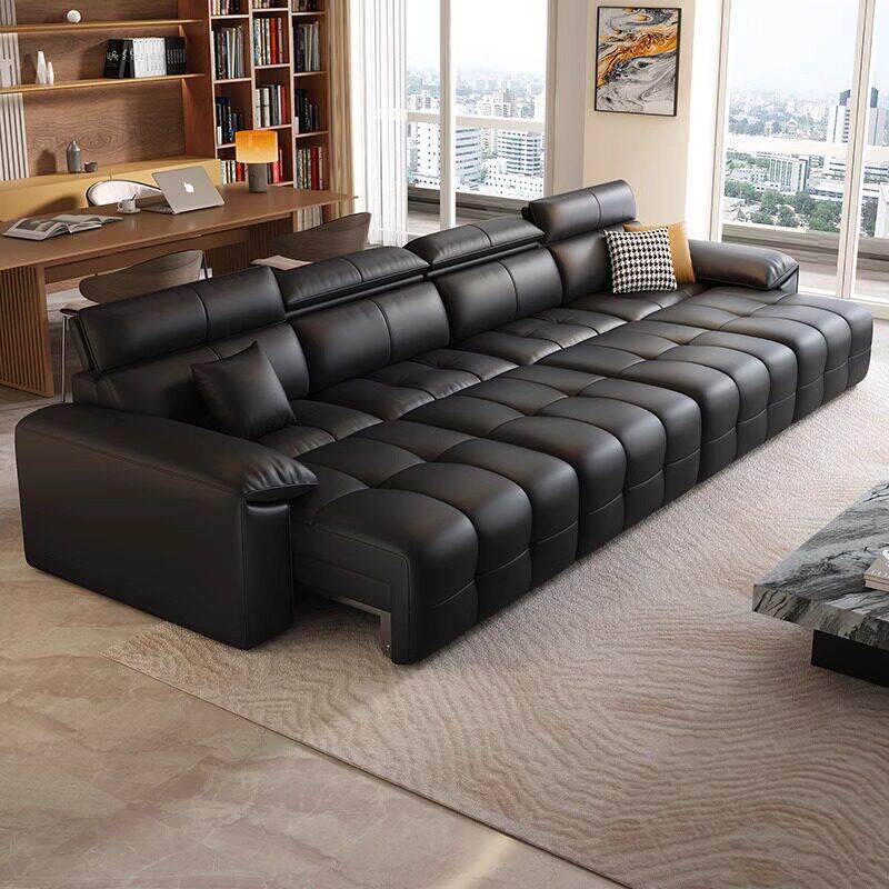 电动沙发床意式极简三人位小户型多功能伸缩真皮沙发客厅零靠墙