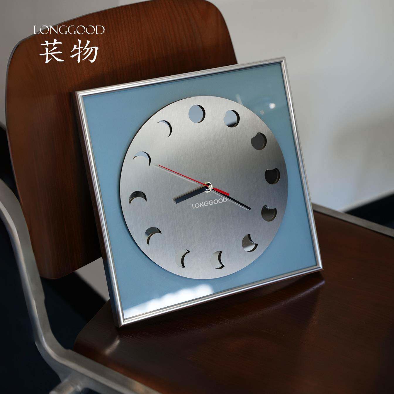 苌物·月相时钟｜原创包豪斯现代不锈钢挂钟客餐厅静音钟表摆件