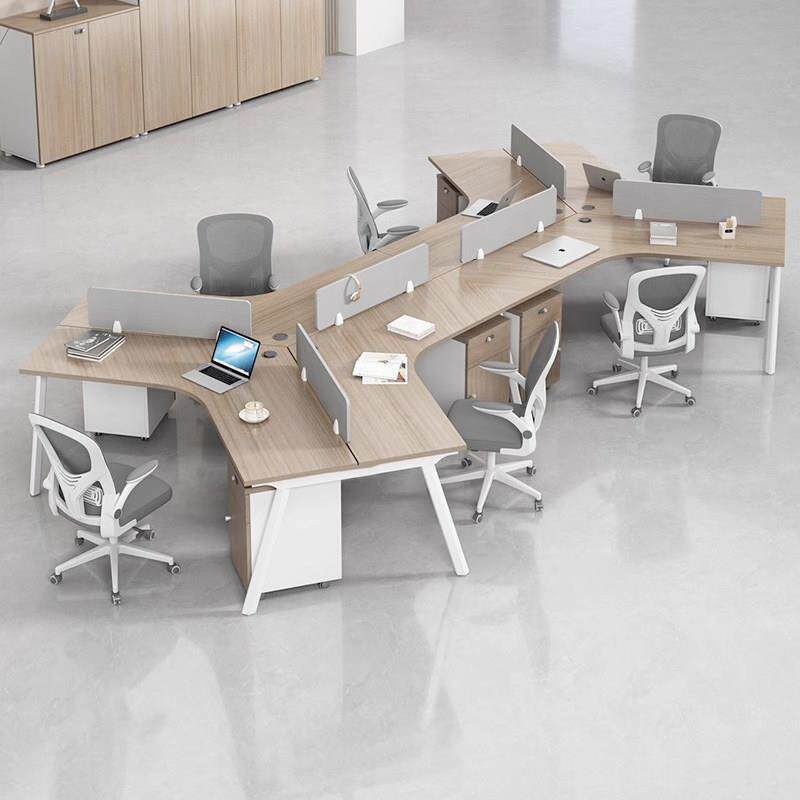 创意办公室职员办公桌3/4/5人位简约现代电脑卡座异形员工椅组合6