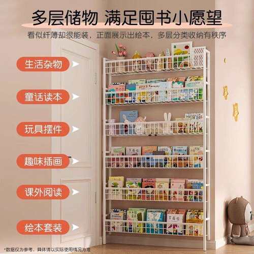 门后置物纳架铁艺超书架落地儿童简易极窄夹缝墙上壁薄家用收见详