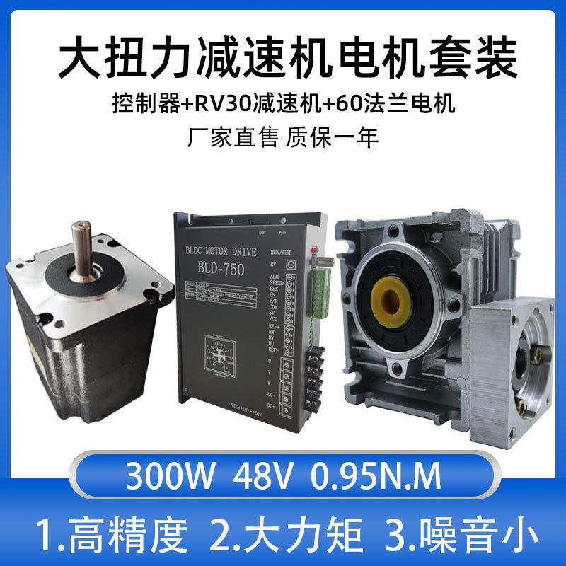 蜗轮蜗杆RV30直流电机300W小型24V/48V低速大扭力无刷减速电机