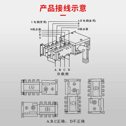 正品双源自动转换开关P125250A630隔离PC4型级380V三相四线切换电