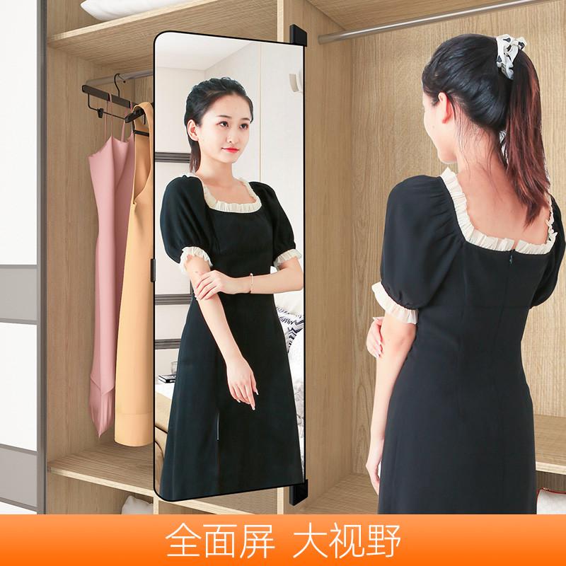 穿衣镜子平开门衣柜内置推拉旋转滑轨伸缩折叠内装隐形试衣全身镜