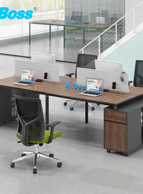 HiBoss屏风办公桌员工工作位职员桌办公卡座2.8米四人位