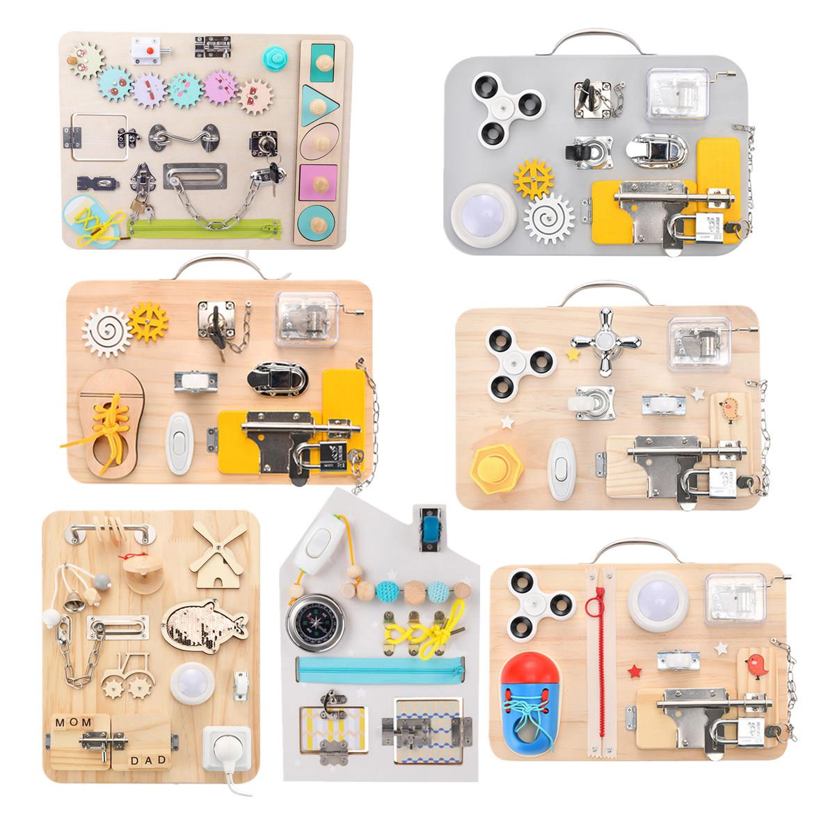 Montessori Busy Board for Toddlers Wooden Sensory Toys Toddl - 实物图