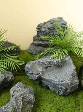 仿真石头造山景玻璃钢造景子石院人造景观石院庭布ORG置假装饰假