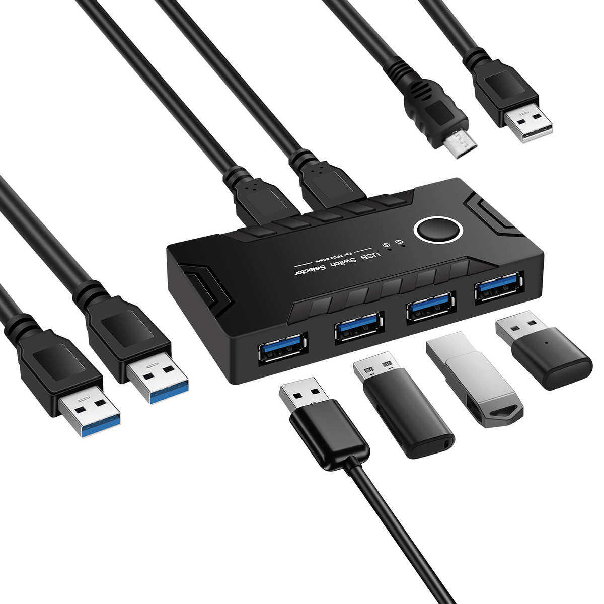 新品打印机共享器USB分线器2台电脑鼠标键盘切换器二进四出USB3 0