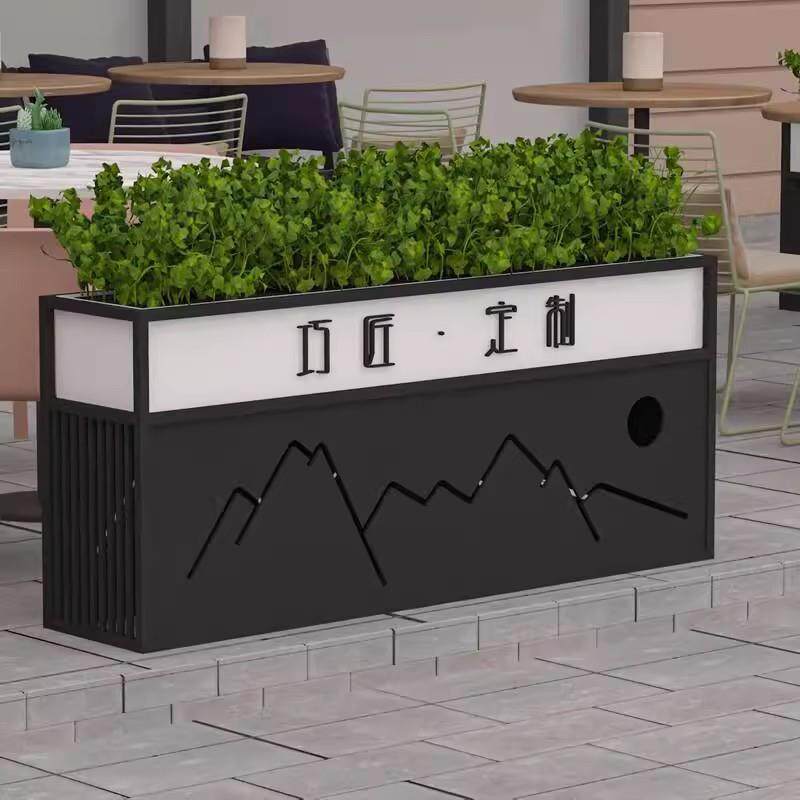 不锈钢花箱户外隔断花坛市政外摆组合花盆围栏厂家商业街花钵
