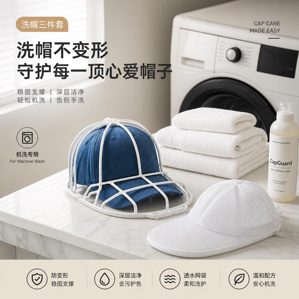 洗帽子神器棒球帽子固定器洗护洗衣机专用防变形清洗袋家用洗帽架