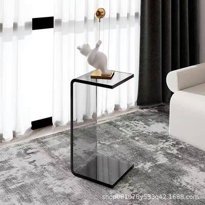 拉车轻奢透明亚克力家用极简奶油风沙发边几小边桌简约客厅飘窗角