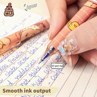 6Pcs Kawaii Capybara Gel Pen Set Black Blue Ink Quickly-Dryi