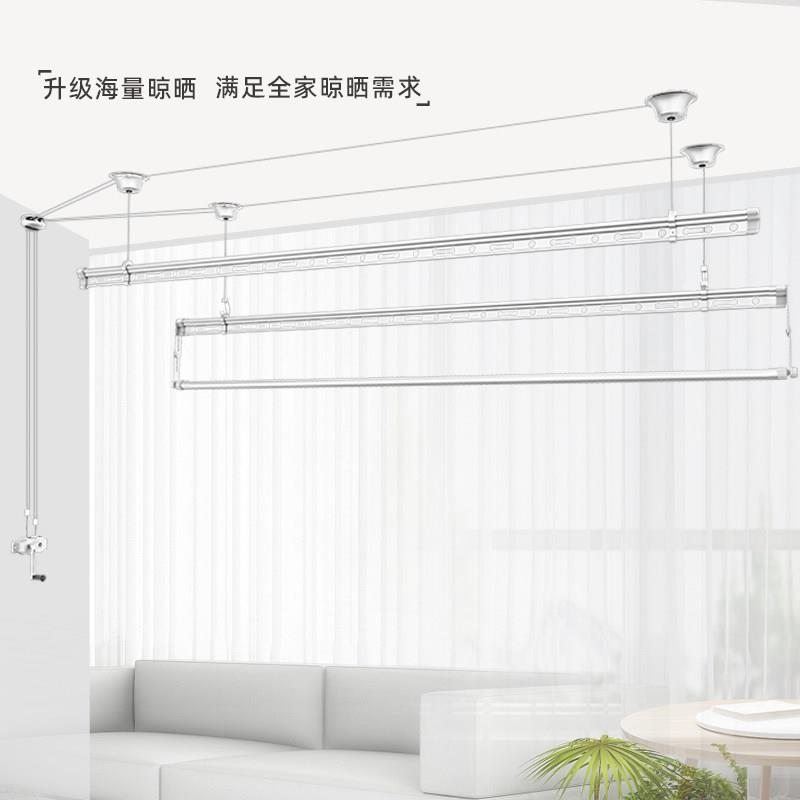 金香手动晾衣用架阳台手摇升郁降三杆TW202晒衣式架家双杆晾衣杆