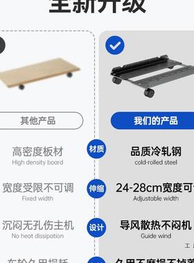 电脑主托架可移动带滑轮机箱底座置物架主家用办室台式F97SM5J5机