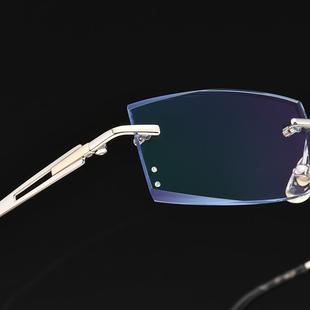 高档配成近视眼边镜 镜防辐射变品色丹阳眼睛框 男纯钛无框切眼镜