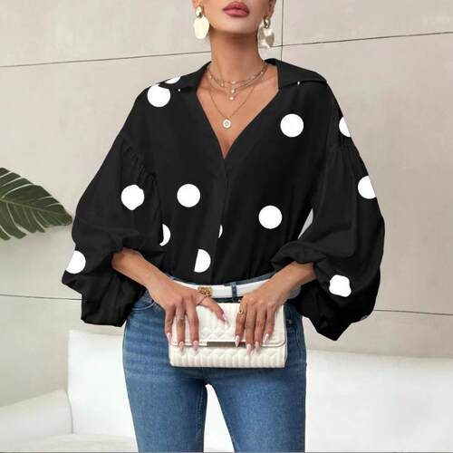 A new niche fashionable French polka half-open collar design