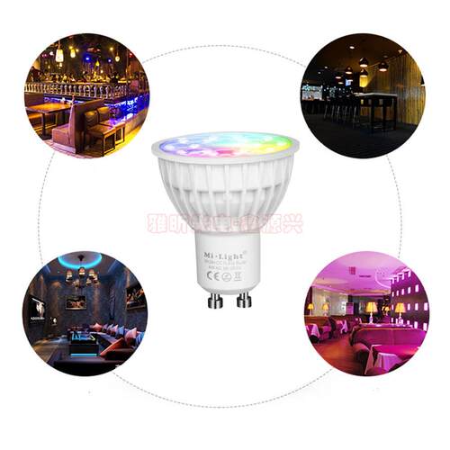 霓虹LED灯泡4W MR16 GU10 RGB CCT 遥控LED灯室内装饰 2.4G射频