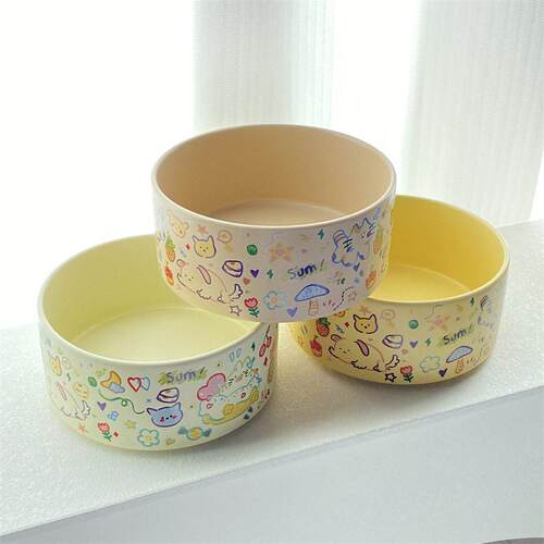 Graffiti cute cat bowl ceramic water bowl dog food bowl