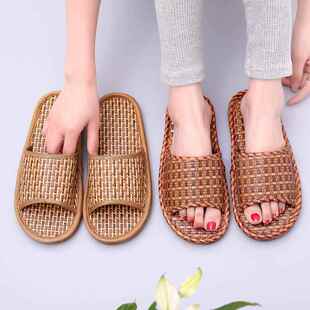 透气不烧脚情侣鞋 夏季 居家藤编草席室内防滑软底新款 女款 拖 凉拖鞋