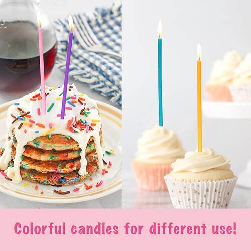 Rainbow Birthday Candles Tall Thin Cake Decorations