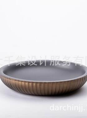 大千集现代风格诧寂肌理果盘花器摆件样板间家居展厅装饰品