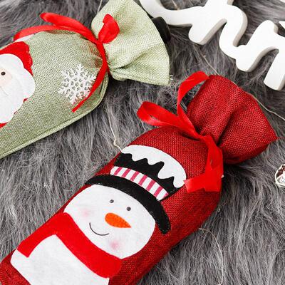 Christmas decoration linen doll red wine bottle cover 酒瓶套