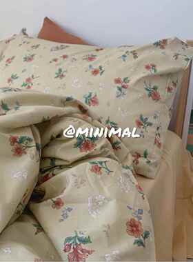 正品Minima Con四cep古t早春复碎花全棉温馨件l套床单