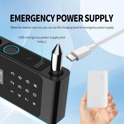 指纹码U型锁玻璃门密锁双门推拉商门铺店铺u型防锁水智能U09插锁