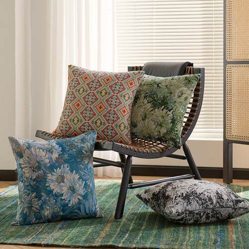 法式莫奈油画风提花色织抱枕花朵沙发抱枕套沙发飘窗民宿靠垫靠枕