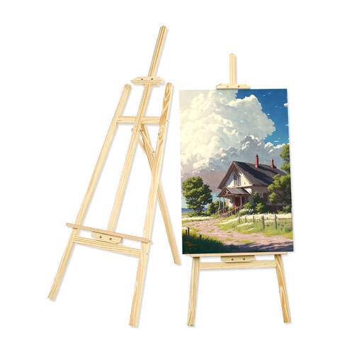 厂家直销松木质展架1.5米实木画架立式kt板展架广告三脚挂画架