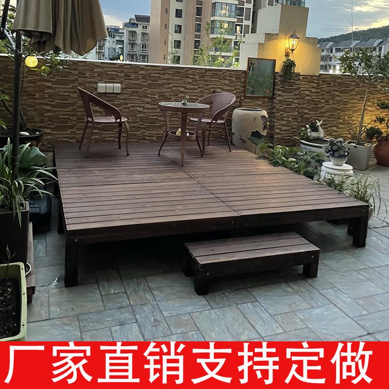 pq户外防腐木地板阳台庭院休闲实木平台花园榻榻米台阶防水地板组