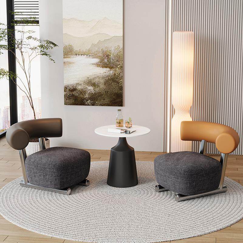 复古单人沙发椅意式设计师雪橇椅别墅会所洽淡休闲椅客厅轻奢创意